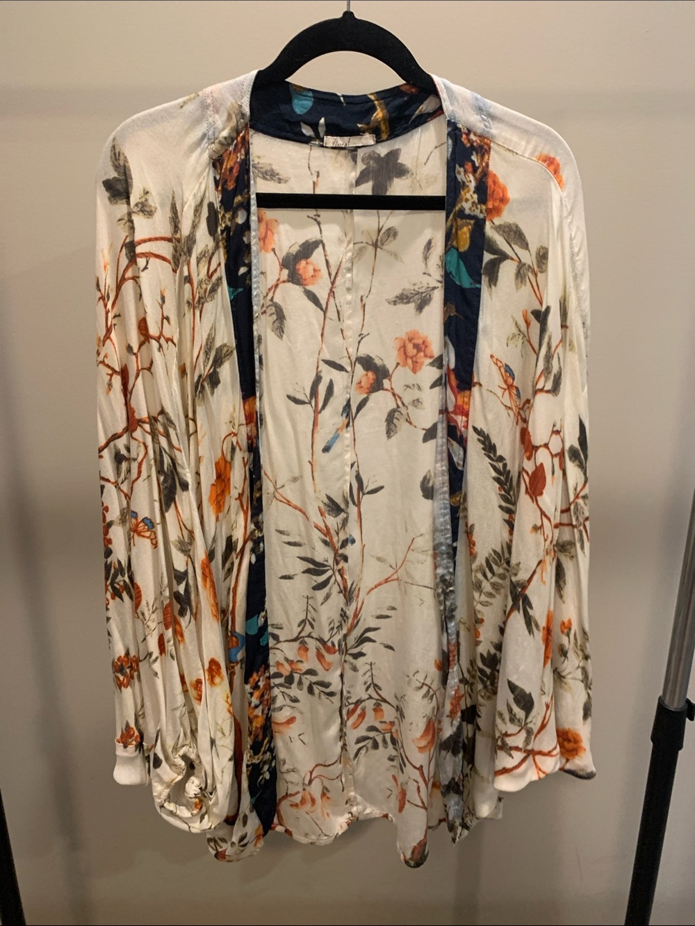 Anthropologie Floral Draped Tunic in White, Navy, Orange, Teal